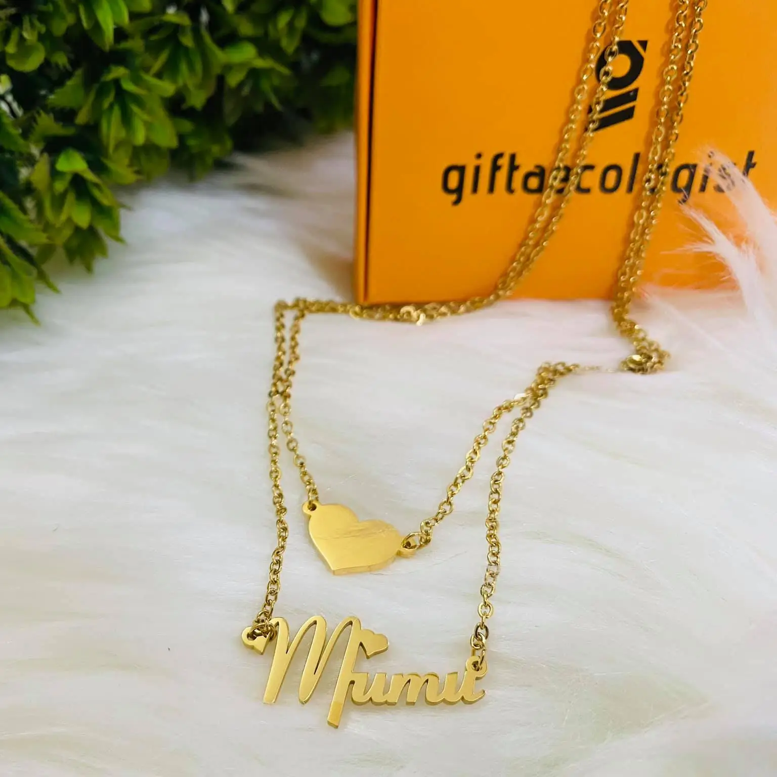 Customized Double layer F5 golden name necklace giftaecologist
